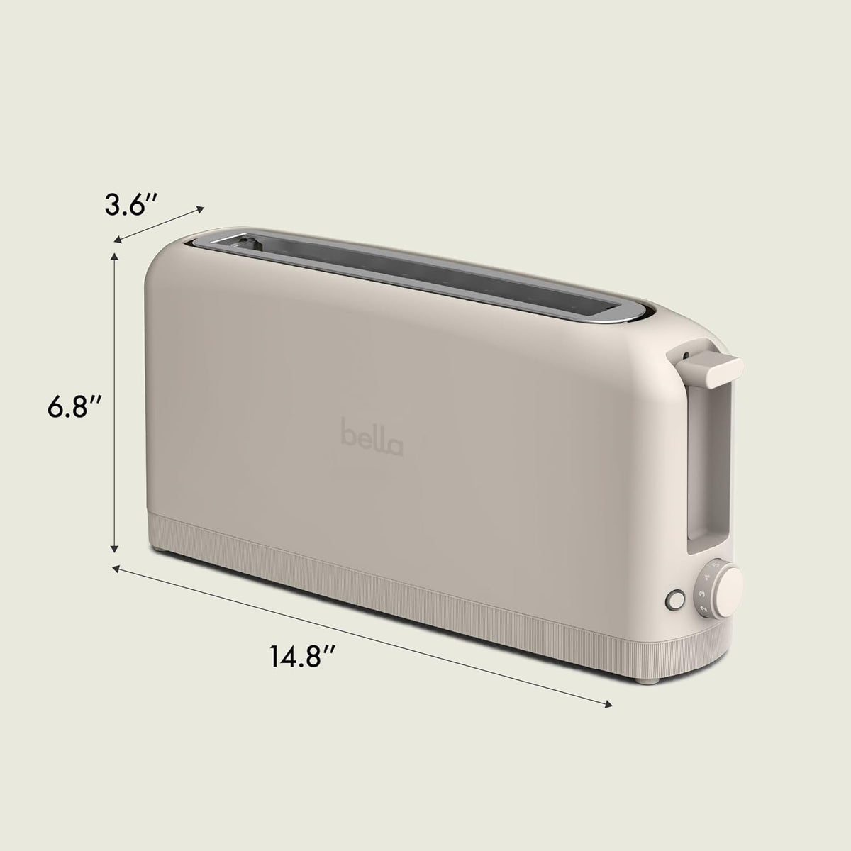 bella 2 Slice Slim Toaster, Fits-anywhere?Kitchenware, 6 Setting Shade Control with Reheat & Cancel Buttons, Fits sourdough, 10?Long Slot, Anti Jam & Auto Shutoff, 900 Watt, Oatmilk