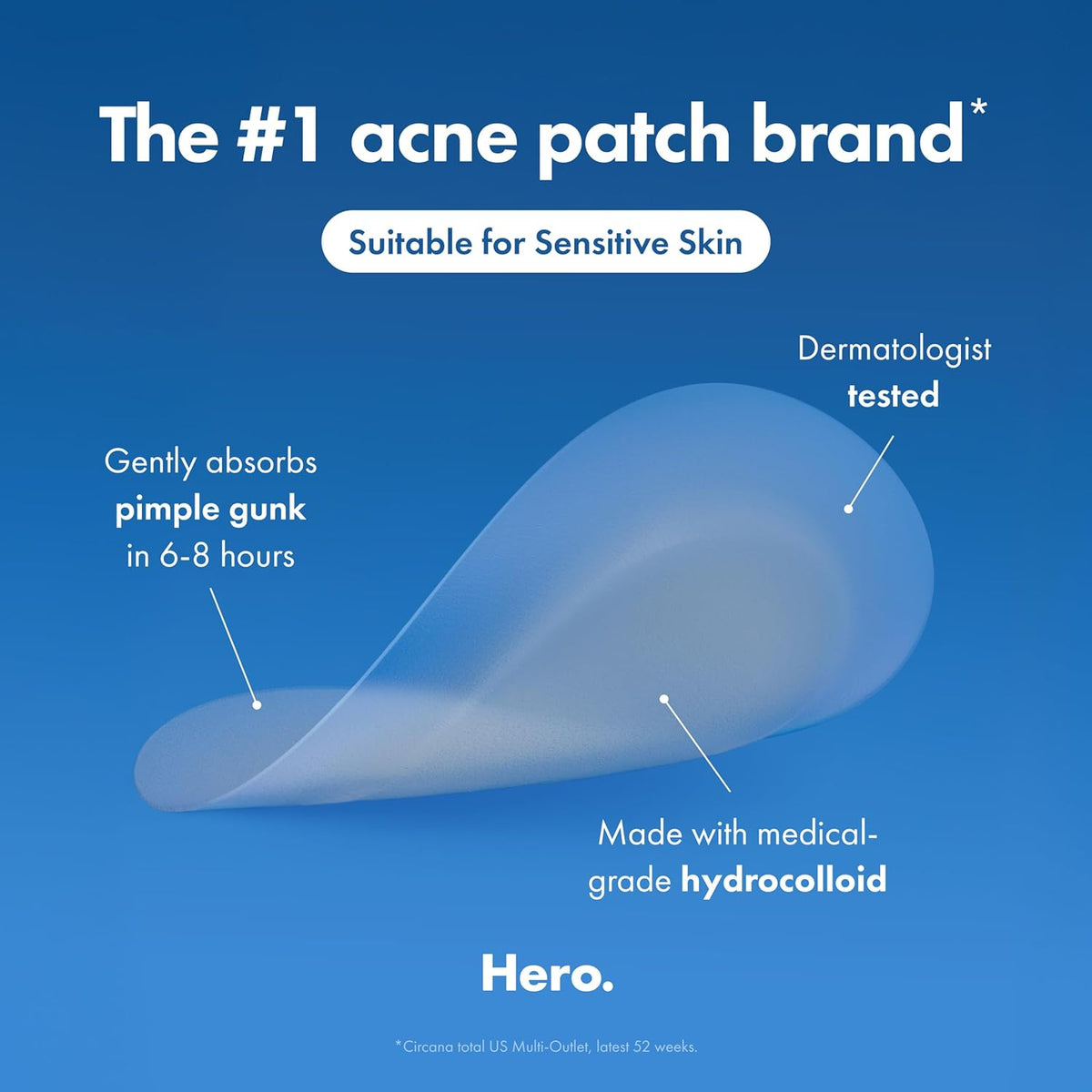 Mighty Patch?Invisible+ Patch ?The Barely-There Daytime Hydrocolloid Acne Pimple Patch for Covering Zits and Blemishes, Tapered Edges Designed to Blend Into Skin (72ct)