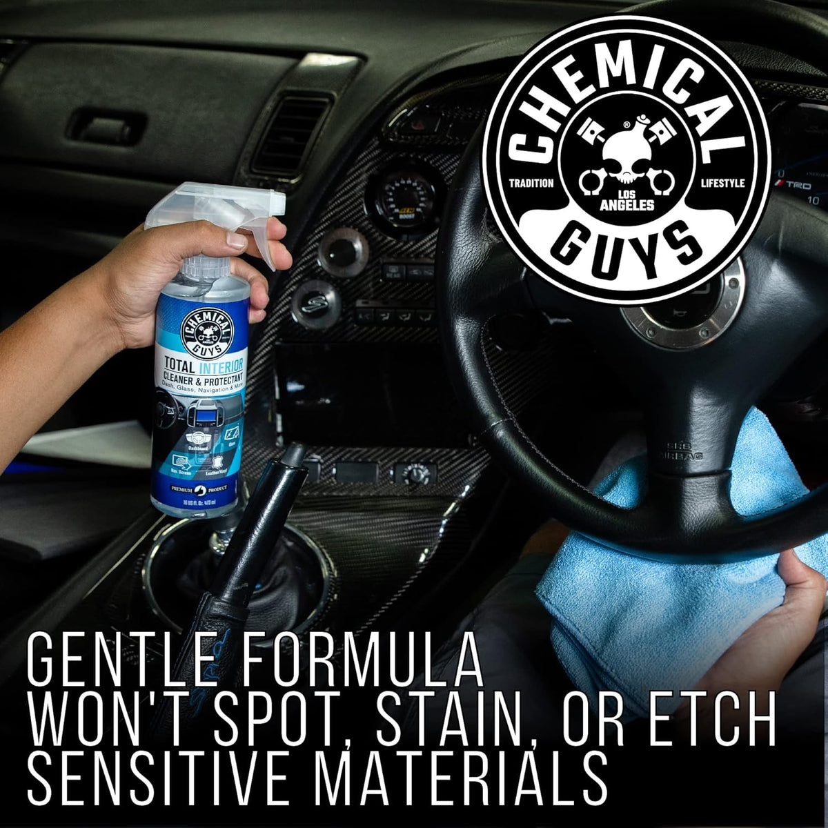Chemical Guys Total Interior Cleaner & Protectant Interior Cleaner, Cleans & Protects Leather, Vinyl, Plastic, Rubber, Glass with a Streak-Free Finish ?Cars, Trucks, SUVs, RVs, 16 oz