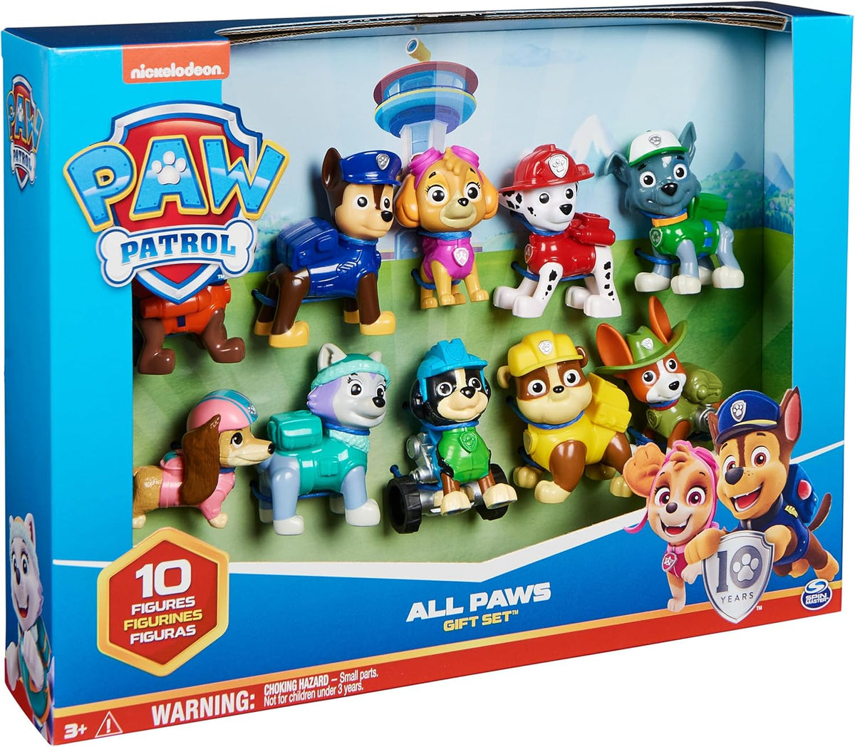 Paw Patrol, 10th Anniversary, All Paws On Deck Toy Figures Gift Pack with 10 Collectible Action Figures, Kids Toys for Ages 3 and up