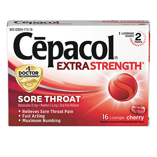 Cepacol Extra Strength Sore Throat Lozenge, Cherry, 16/Box, 24 Boxes/Carton