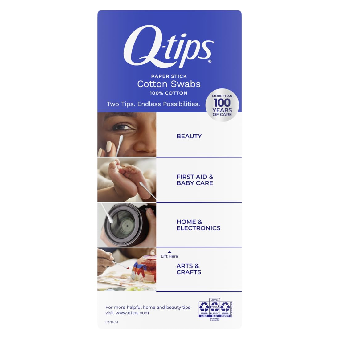 Q-tips Cotton Swabs For Hygiene and Beauty Care Original Cotton Swab Made With 100% Cotton 750 Count