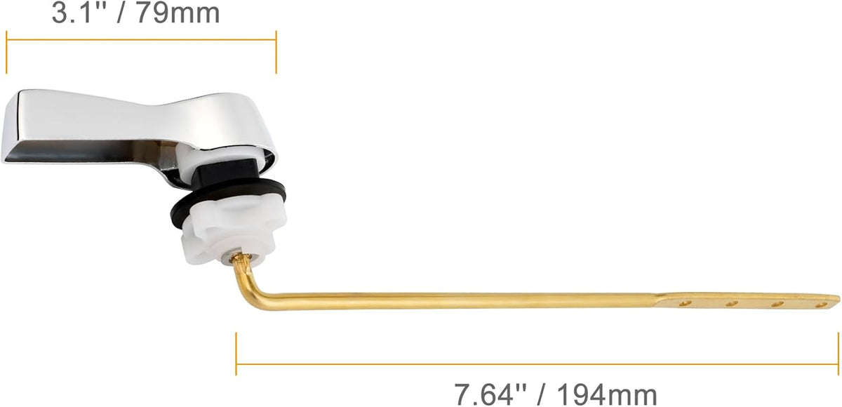 Hibbent Universal Metal Front Mount Toilet Handle Replacement Kit, Brass Toilet Flush Tank Lever with Stainless Steel Flapper Chains for Most Toilets, Chrome