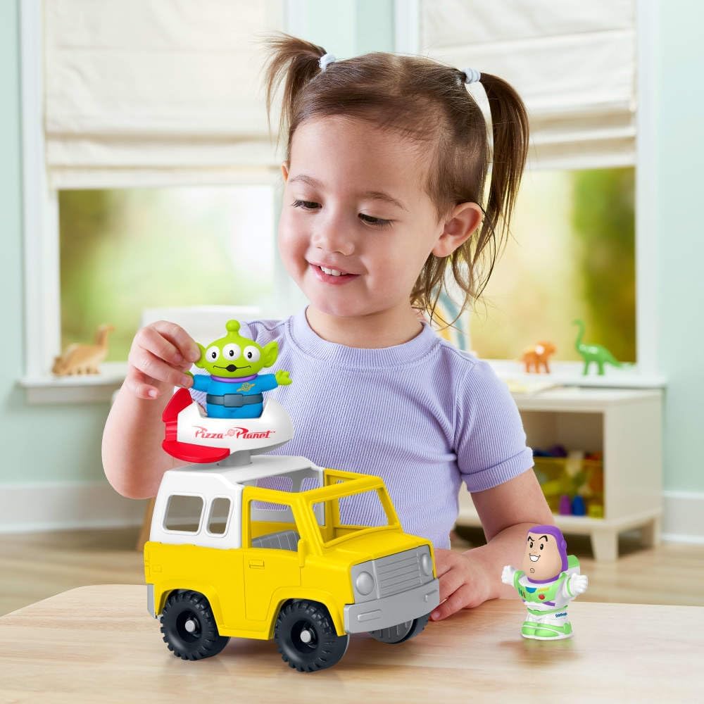 Fisher-Price Little People Toddler Toy Disney & Pixar Toy Story Pizza Planet Truck with Buzz Lightyear & Alien Figures for Kids Ages 18+ Months