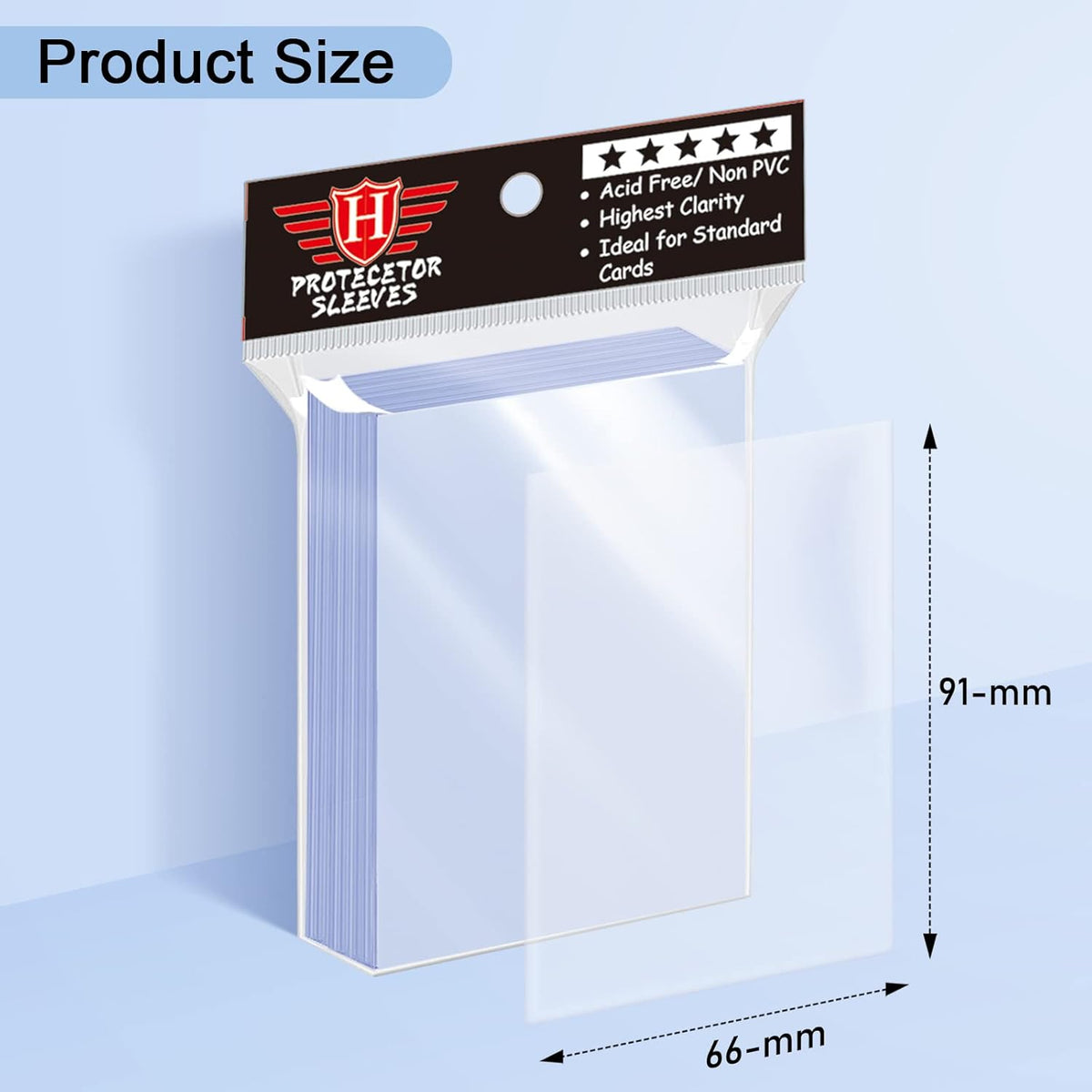 500 Counts Card Sleeves for Trading Cards, Soft Penny Card Sleeves Clear Plastic Card Protectors Fit for Baseball Card, Sports Cards, MTG Game Card Standard Cards