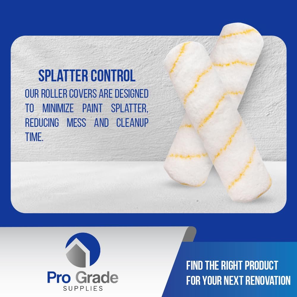 Pro Grade - Paint Roller Covers - 1/2 X 9 Inch Microfiber 5 Pack