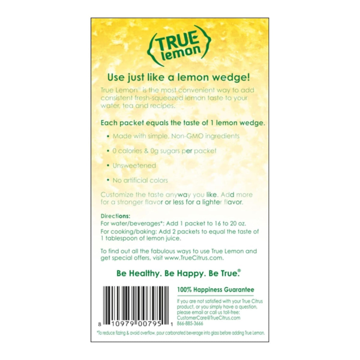 True Lemon 100ct (Pack of 1) - Water Enhancer - Bulk Dispenser - 0 Calorie Drink Mix Packets For Water - Sugar Free Lemon Flavoring Powder Packets