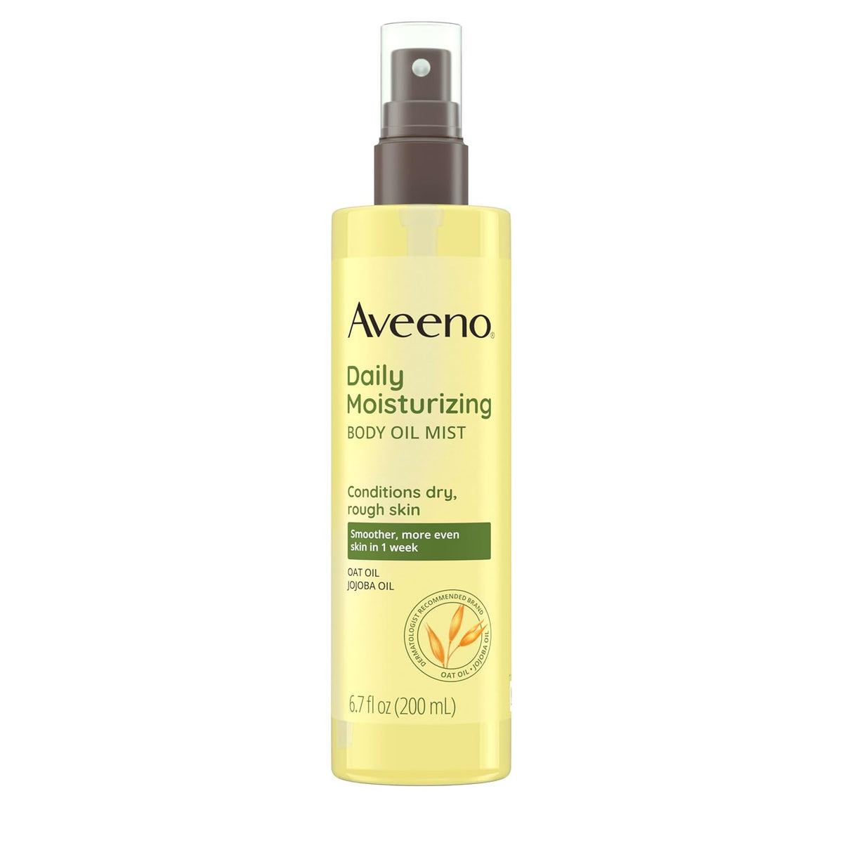 Aveeno Daily Moisturizing Dry Body Oil Mist with Oat & Jojoba Oil for Dry, Rough, Sensitive Skin, Lightweight, Non-Greasy, Body Spray, Paraben, Silicone & Phthalate-Free, 6.7 fl oz