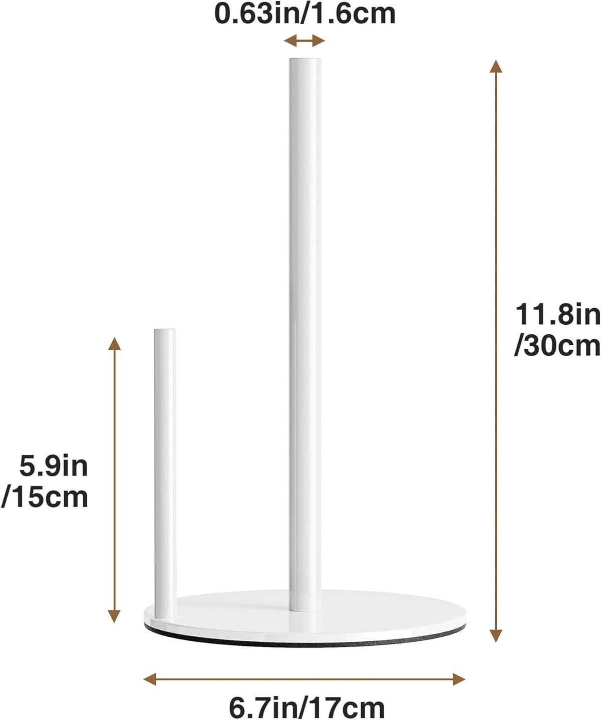 Paper Towel Holder White Kitchen Roll Holder, Paper Towel Holder for Kitchen Roll Organize, Countertop Roll Dispenser with Weighted Base