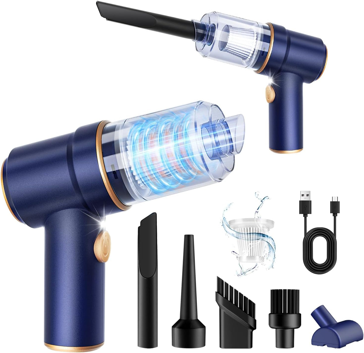 KMM Handheld Car Vacuum Cleaner, 9000Pa Vacuum Cleaner and Air Duster, 120W High Power Hand Held Vacuum with LED Light and Multi-Nozzles for Car, Home, Office, Pet