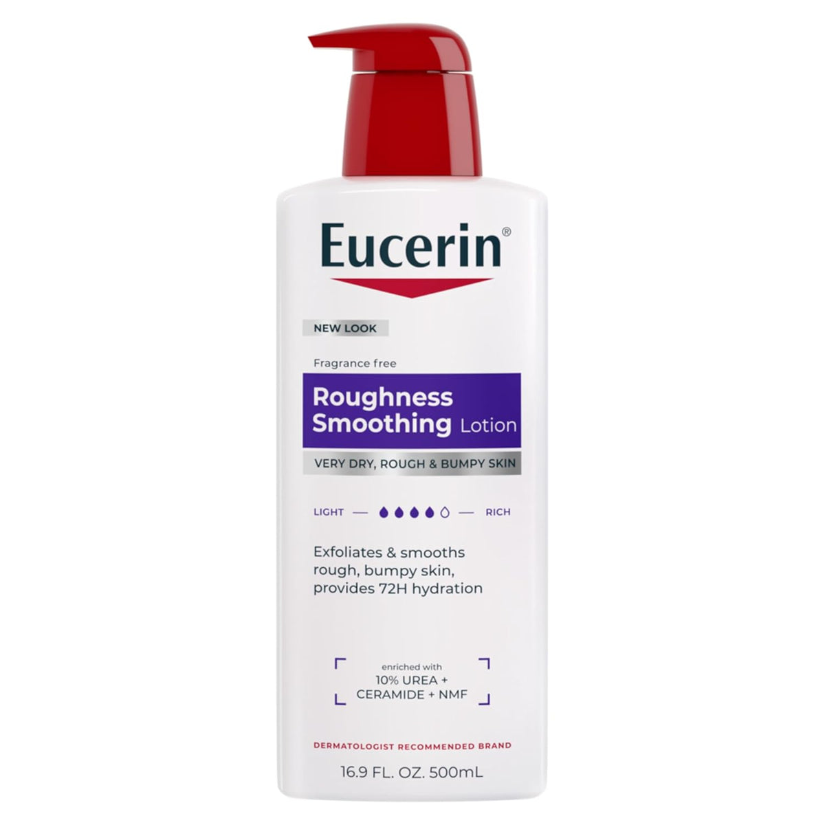 Eucerin Roughness Relief Body Lotion for Extremely Dry, Rough Skin, Urea Enriched Body Moisturizer, 16.9 Fl Oz Bottle