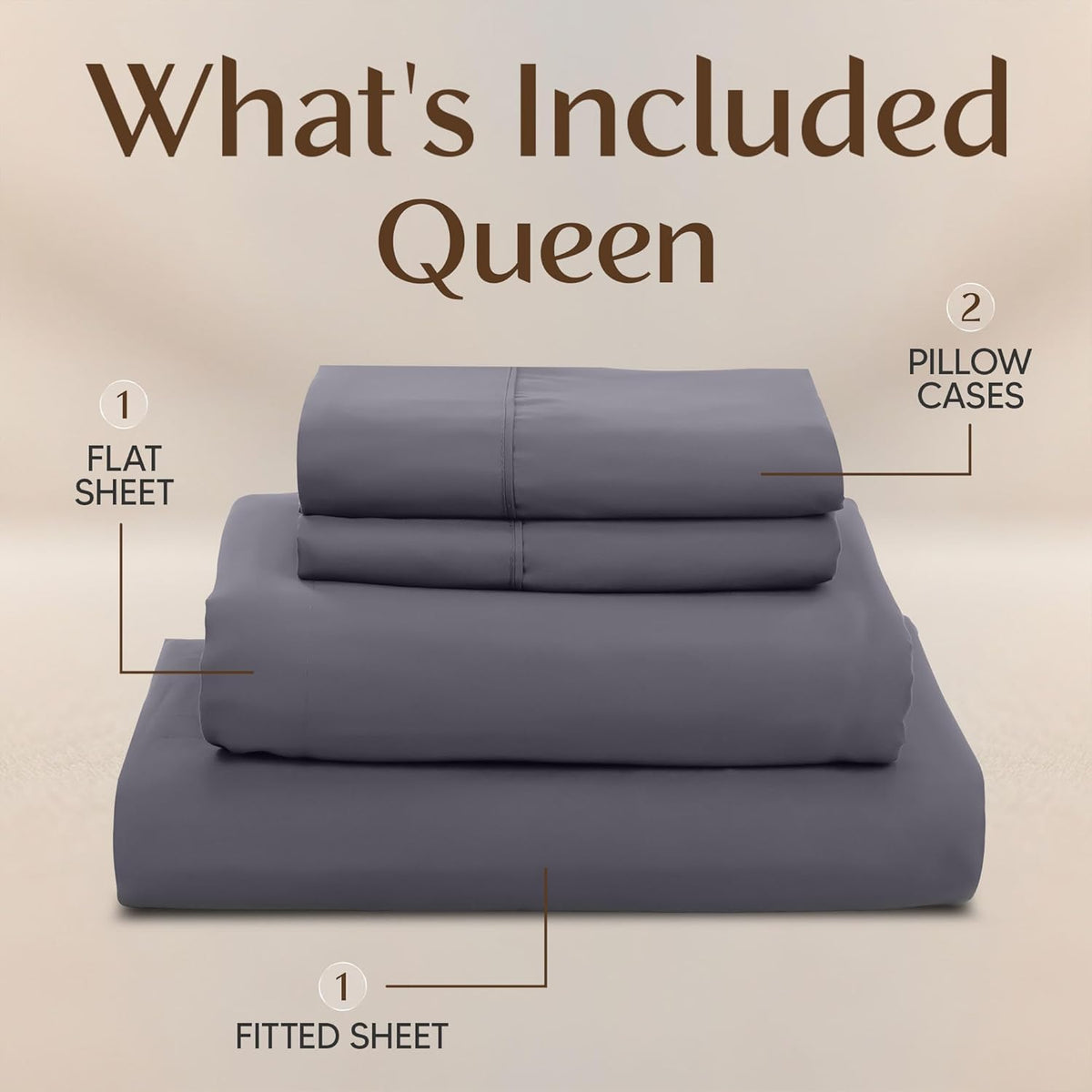 Utopia Bedding Queen Size Sheet Set ?4 Piece Bed Sheets, Soft and Breathable Microfiber, Includes 1 Fitted Sheet, 1 Flat Sheet and 2 Pillowcases ?Oeko Tex (Grey)