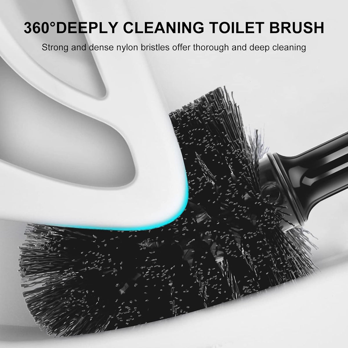 SetSail Toilet Brush and Plunger Set, Semi-Hidden Toilet Plungers Heavy Duty Toilet Bowl Brush and Holder for Bathroom Toilet Plunger and Brush Set for Deeply Cleaning - Black