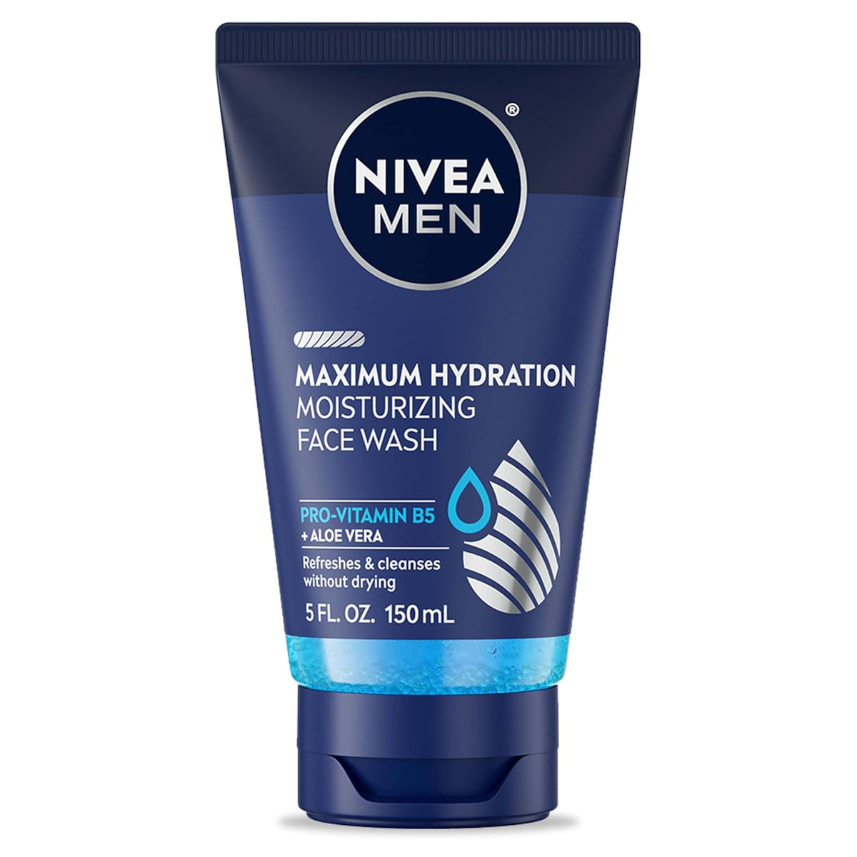 NIVEA MEN Maximum Hydration Face Wash, Face Wash with Provitamin B5 and Aloe Vera, Refreshes and Cleanses without Drying, 5 Fl Oz Tube