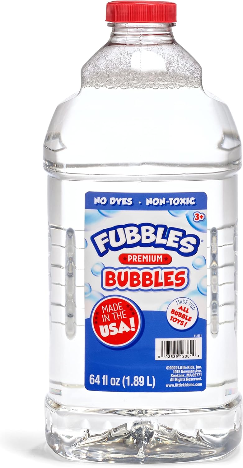 Little Kids Bubbles by Fubbles | Made in The USA | 64oz Non Toxic Bubble Solution | Refill Solution for Bubble Machines and Bubble Toys