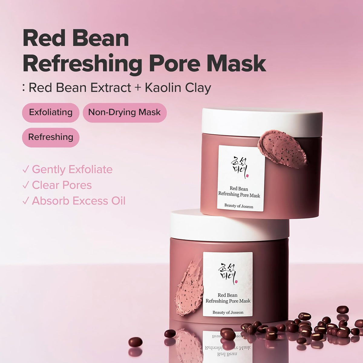 Beauty of Joseon Red Bean Pore Refreshing Mask Mud Cream Hydrating Wash Off Pack, Pore Cleansing Exfoliator, Korean Skin Care for Men and Women 140ml, 4.73 fl.oz