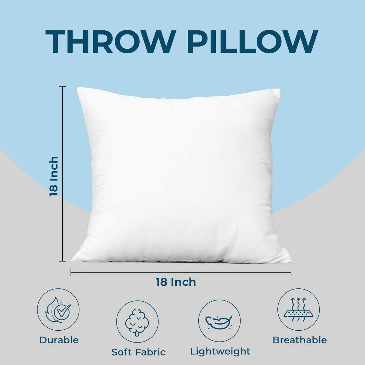 Utopia Bedding Throw Pillows (Set of 4, White) ?18 x 18 Inches Down Alternative Pillows for Bed, Sofa, and Couch - Fluffy Decorative Stuffer Pillow for Indoors & Outdoors
