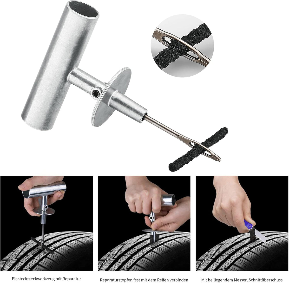 AUTOWN Tire Repair Kit - 68pcs Heavy Duty Tire Plug Kit, Universal Tire Repair Tools to Fix Punctures and Plug Flats Patch Kit for car Motorcycle, Truck, ARB,ATV, Tractor, RV, SUV, Trailer