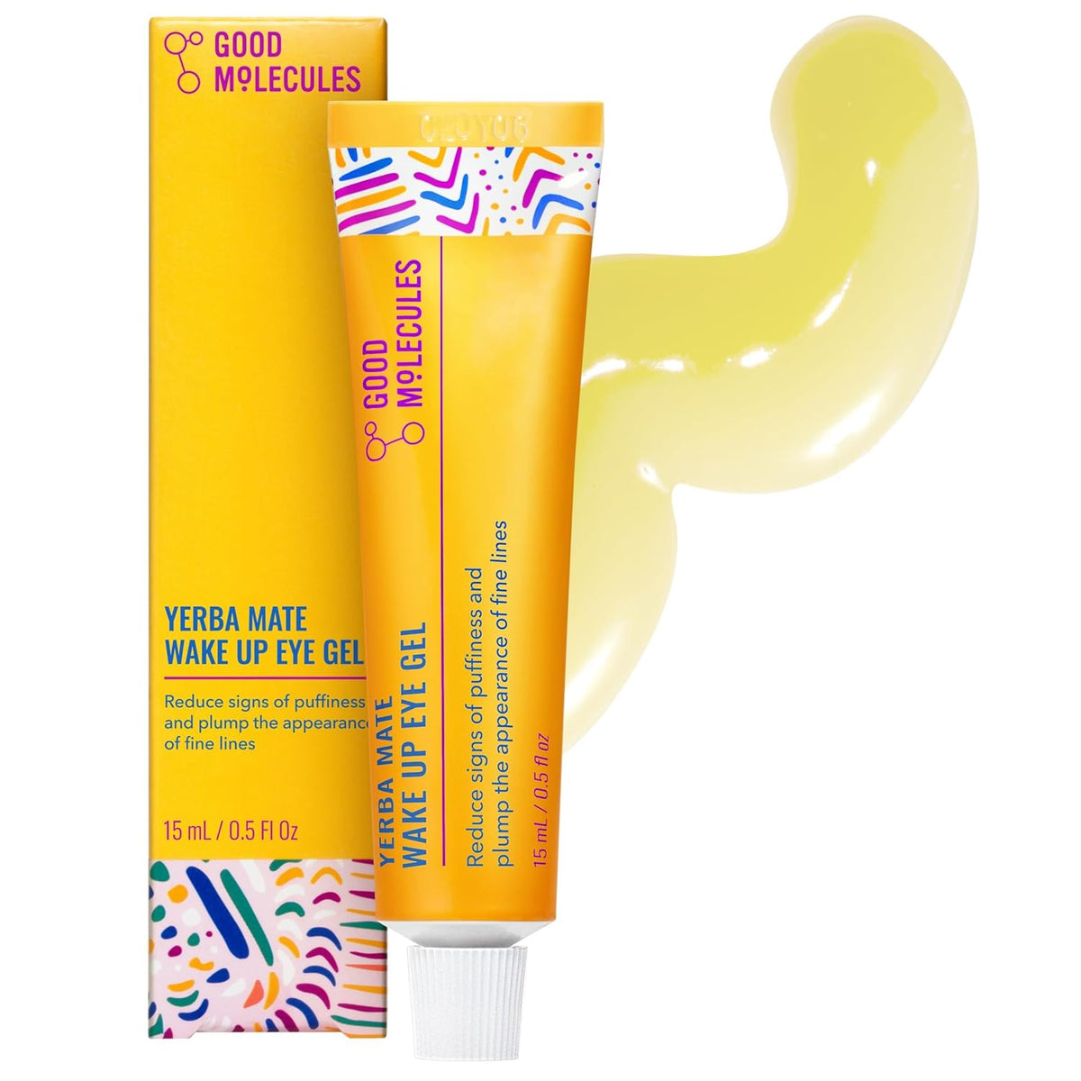 Good Molecules Yerba Mate Wake Up Eye Gel - Hydrating Under Eye Gel Cream with Hyaluronic Acid and Caffeine - Target Dark Circles and Puffiness - Skin Care for Face