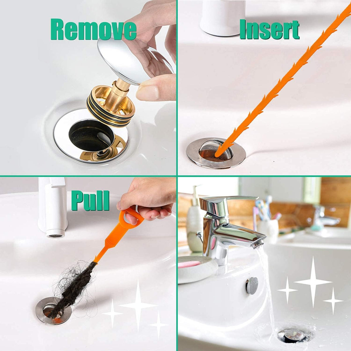 Drain Snake Hair Drain Clog Remover - 3 Pack Shower Snake Sink Unclogger Tool with Exquisite Packaging