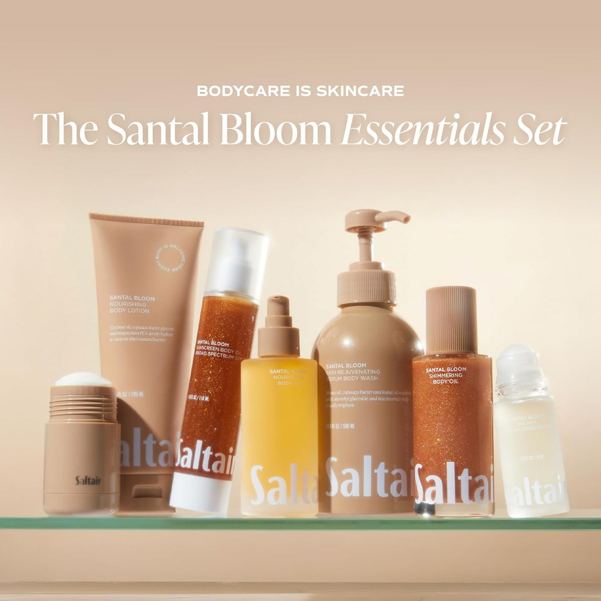 Saltair Body Oil - Luxurious Santal Bloom After Shower and Bath Oil for Women and Men. Botanical, Non-Greasy, Well-Absorbing Moisturizer for Hydrating Dry Skin ?4oz Pump Bottle