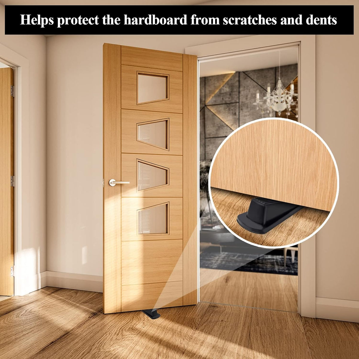 4 Pack Door Stoppers, Rubber for Bottom of Door, Rubber Door Stopper Wedge, Sturdy Stackable Door Stops for Floor