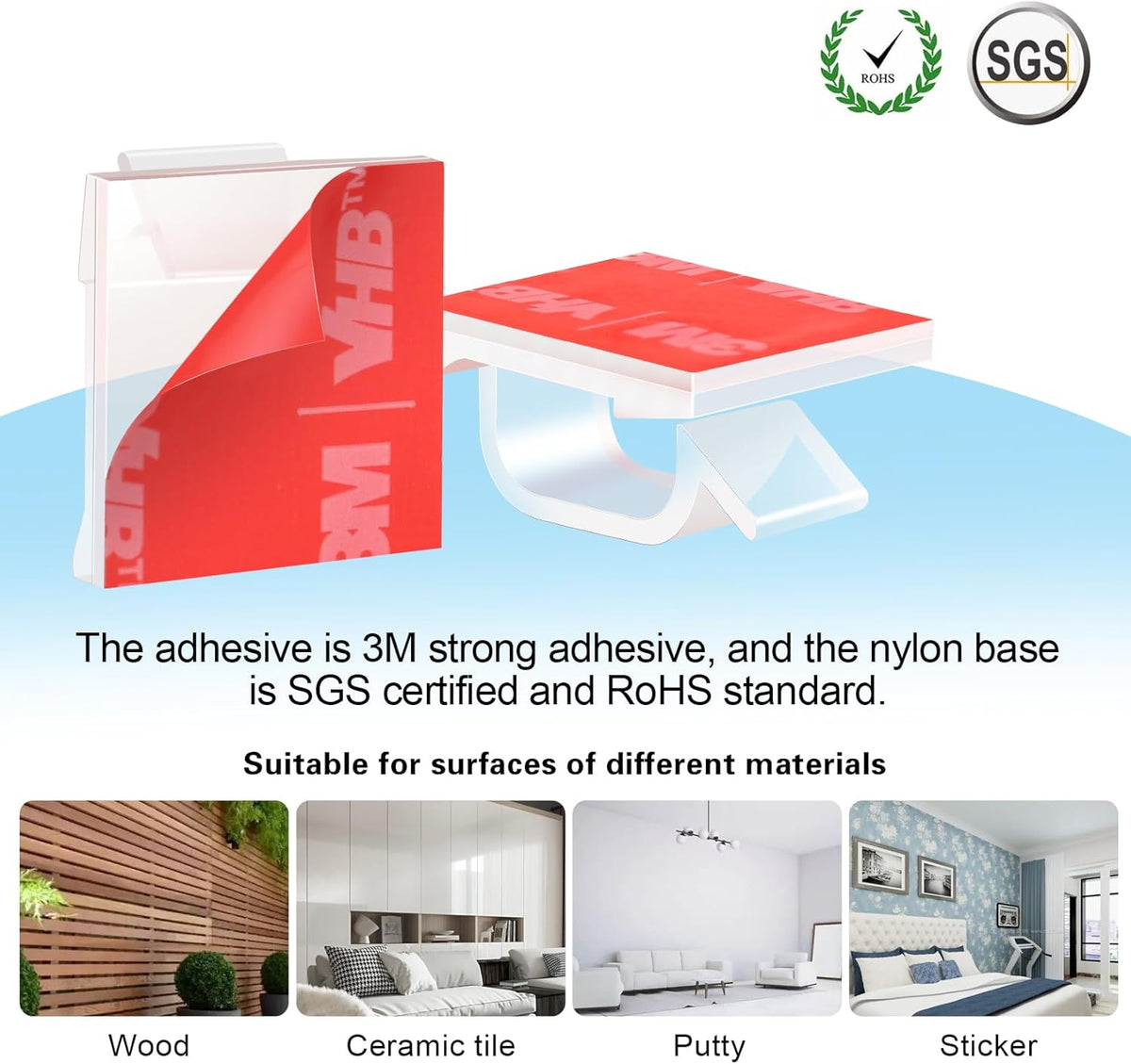 60 PCS XHF 5/8?Adhesive Cable Wire Clips Clear, Outdoor Christmas Light Clips, Cable Staples Cable Management Wire Organizer Cord Holder for Under Desk, Car, Wall, TV PC Ethernet Cable
