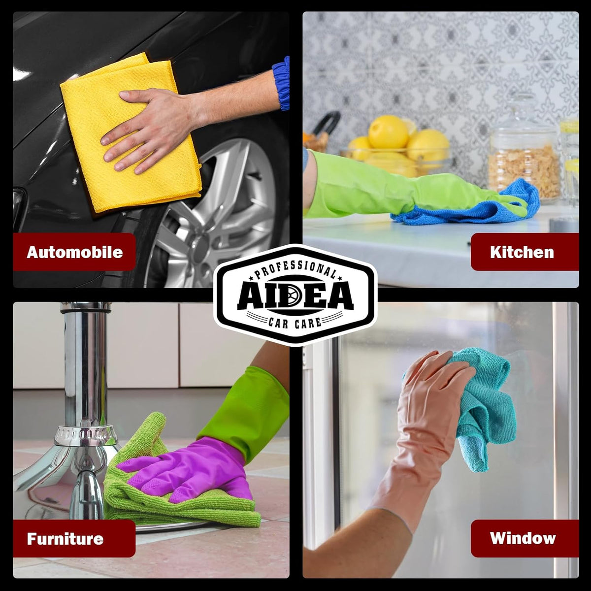 AIDEA Microfiber Cleaning Cloth, 50PK, Microfiber Towels for Cars, Premium Wash Cloths, Dusting Cloth Cleaning Rags, Absorbent Towels for SUVs, House, Kitchen, Window, Cleaning Supplies12?2"