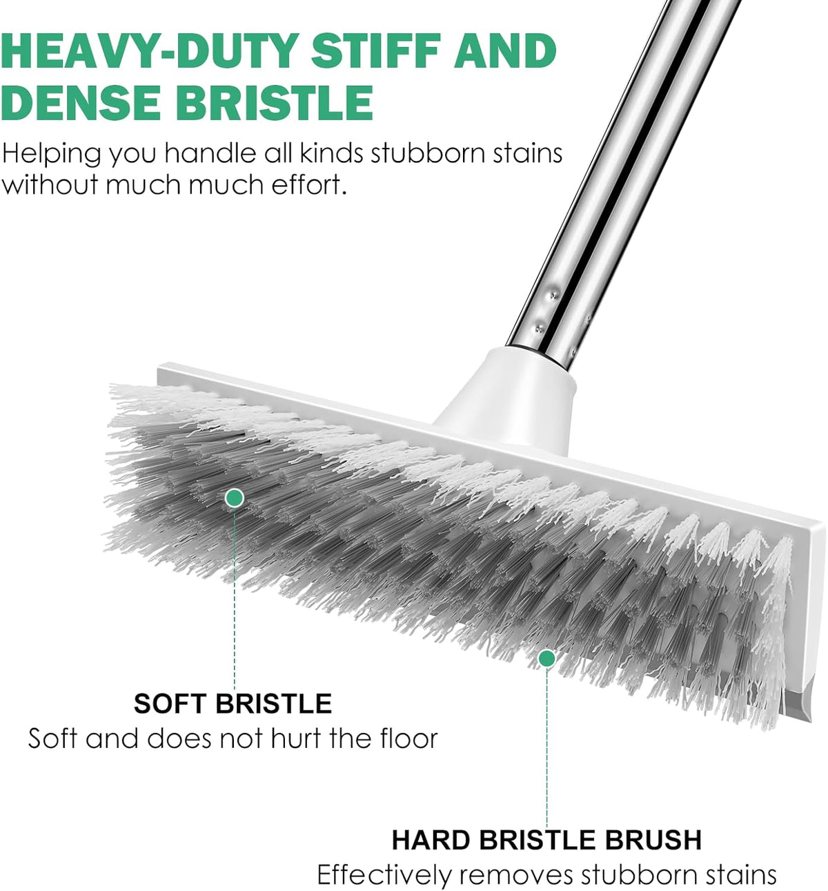 SetSail Floor Scrub Brush with 51-Inch Long Adjustable Handle 2 in 1 Scrape Brush Stiff Bristle Floor Scrubber for Cleaning Shower Bathroom Garage Kitchen Wall Deck Tub Tile