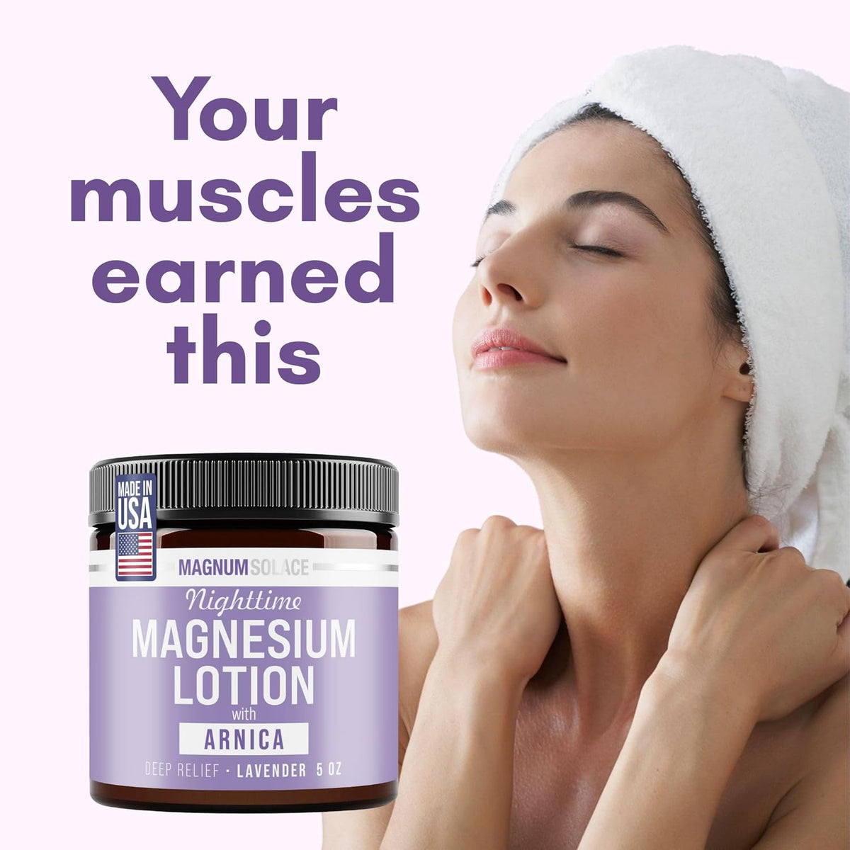 Magnum Solace Nighttime Magnesium Lotion with Arnica ?Highly Concentrated Magnesium for Muscles & Joints ?Apply to Legs or Feet Before Bed ?Skin-Friendly