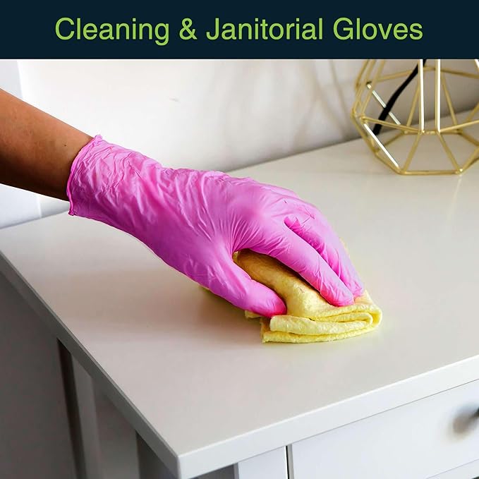 FifthPulse Fuchsia Hot Pink Nitrile Disposable Gloves - 3 Mil Nitrile - Powder and Latex Free - Surgical Medical Exam Gloves