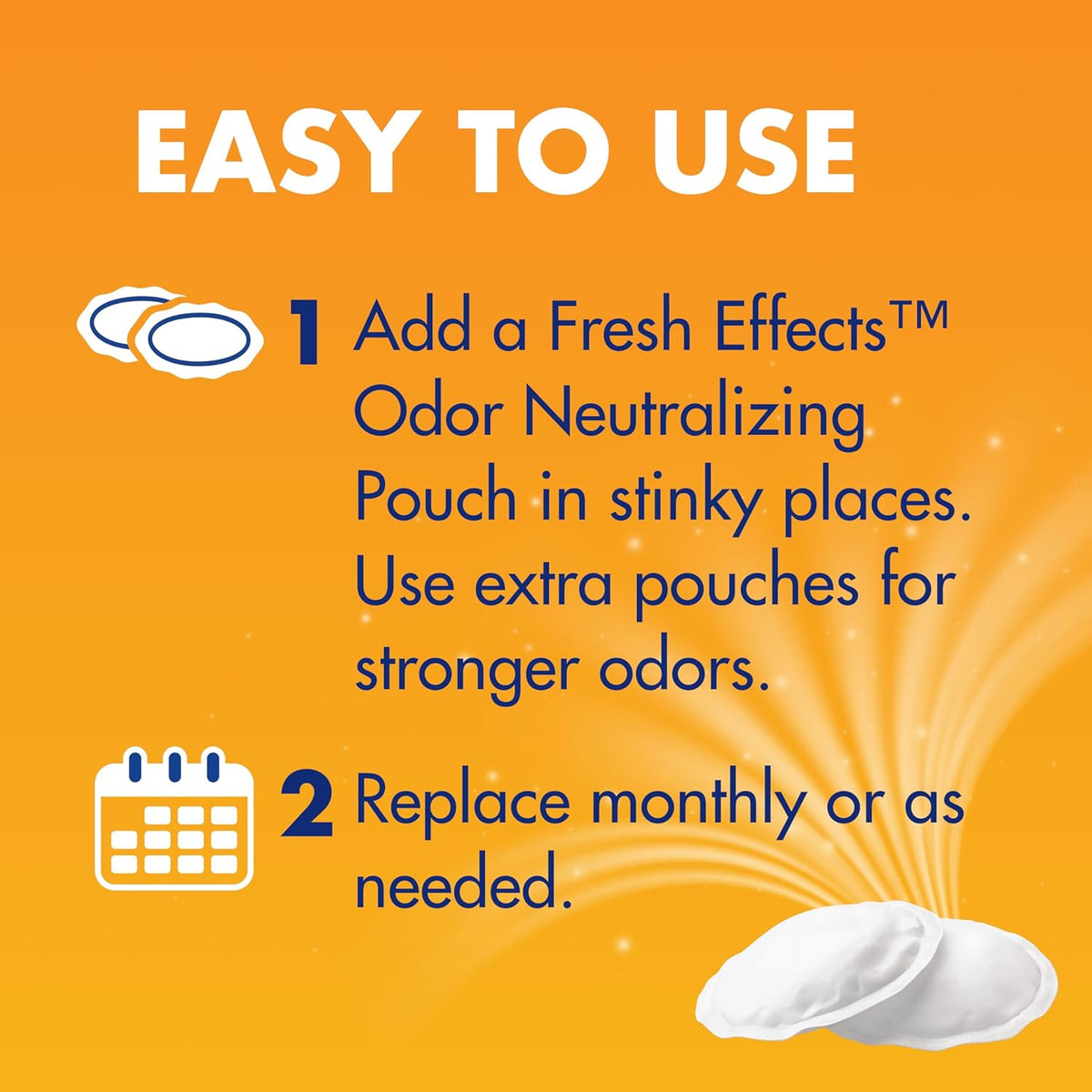 Arm & Hammer Fresh Effects Odor Neutralizing Baking Soda Pouches, Unscented Deodorizer for Long Lasting Freshness in Shoes, Gym Bags, & Small Spaces, 5 count