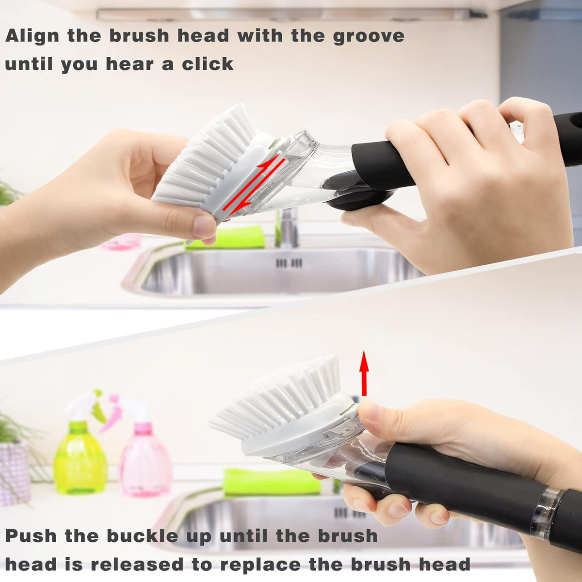 Brush Refills for OXO Dish Brush - 4 Pack Dish Brush Cleaning Soap Dispensing Head Replacement for Scrubber (White)