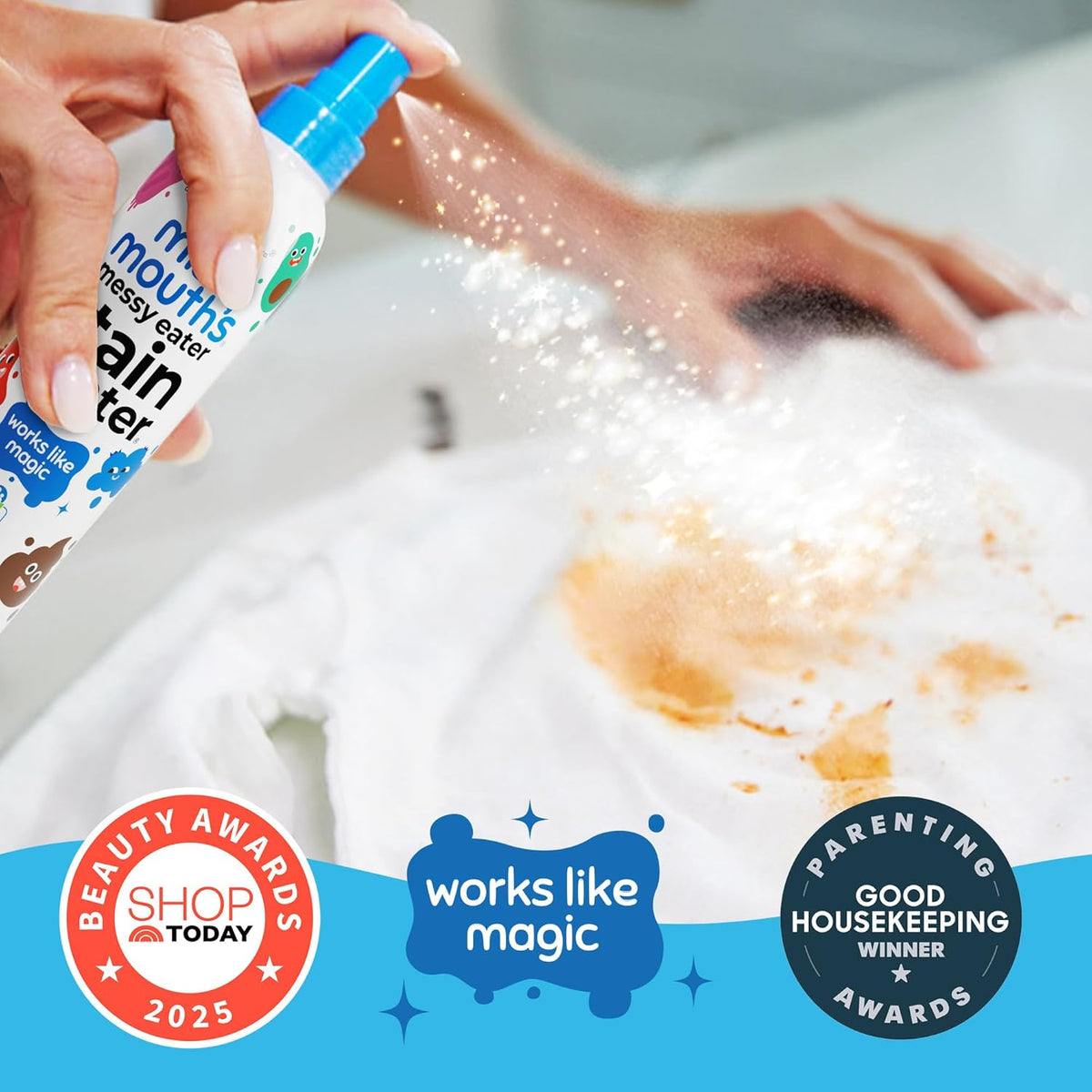 Miss Mouth's Messy Eater Stain Treater Spray - 4oz Stain Remover - Newborn & Baby Essentials - No Dry Cleaning Food, Grease, Coffee Off Laundry, Underwear, Fabric