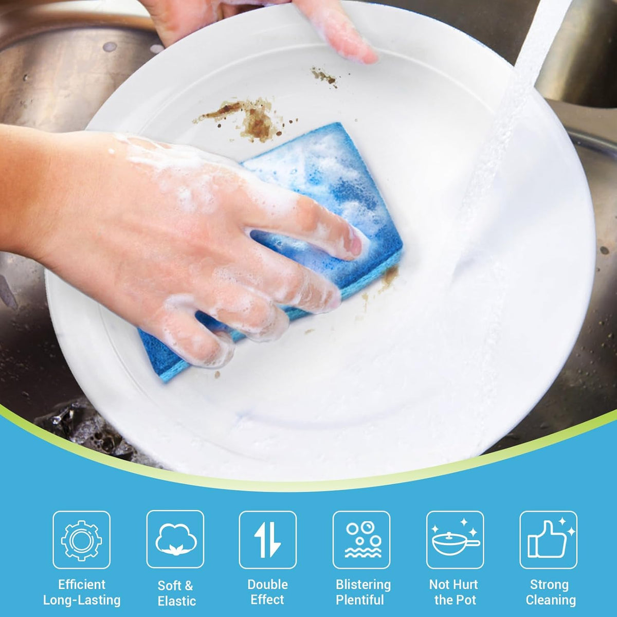 AIDEA Non Scratch Scrub Sponge, 24Count, Sponges for Dishes, Sponges Kitchen, Cleaning Sponge, Cleans Fast Without Scratching, Stands Up to Stuck-on Grime, Cleaning Power for Everyday Jobs