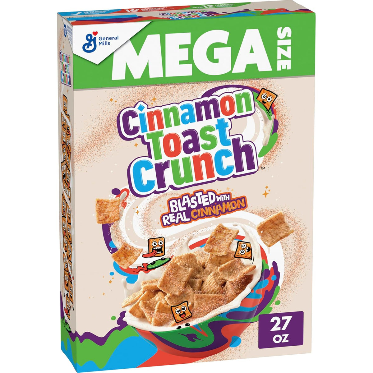 Cinnamon Toast Crunch Breakfast Cereal, Crispy Cinnamon Cereal, Mega Size, 27 oz