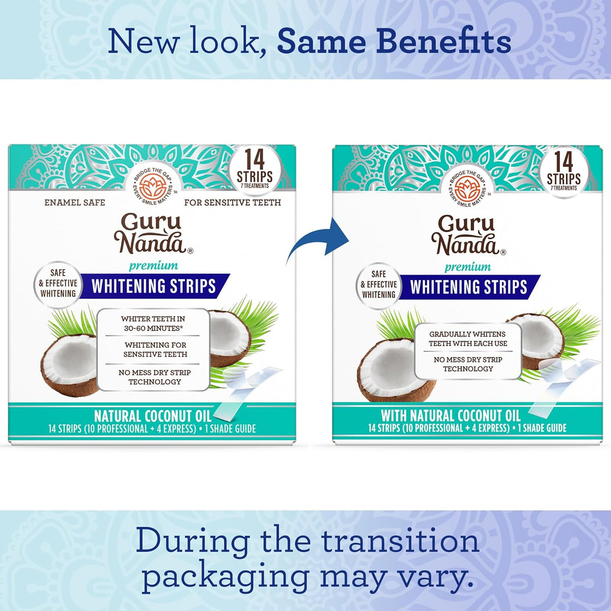 GuruNanda Teeth Whitening Strips - 7-Day Treatment with Non-Slip, Dry Strip Technology - Whitening Designed with Care for a Brighter Smile