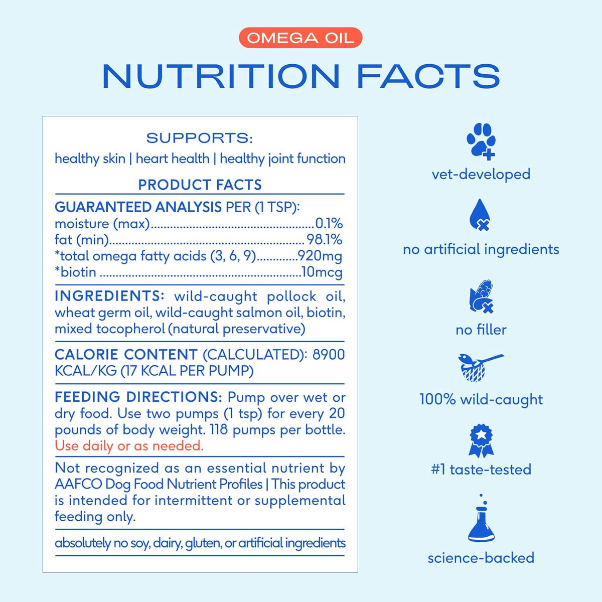 Native Pet Omega 3 Fish Oil for Dogs & Cats ?Wild Alaskan Salmon Oil for Dogs Skin and Coat, Supports Joints, Heart & Shedding ?Fast-Absorbing Omega 3 6 9 Liquid Supplement ?8oz