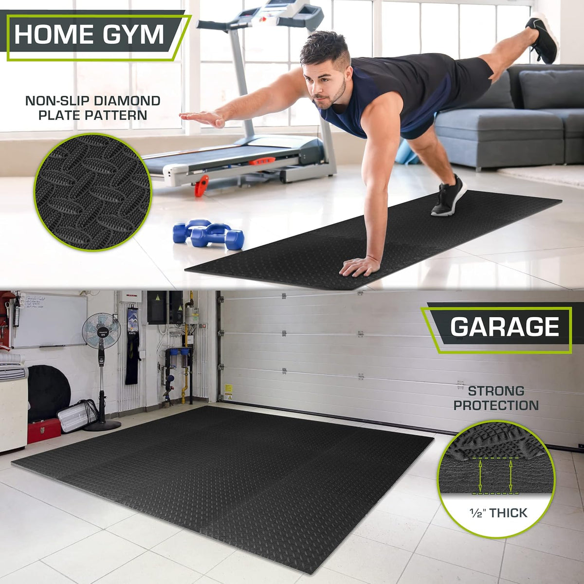 ProsourceFit Puzzle Exercise Mat ?in, EVA Interlocking Foam Floor Tiles for Home Gym, Water-Resistant Mats Workout Equipment, Floor Padding for Kids, Black, 24 in x 24 in x ?in, 48 Sq Ft - 12 Tiles