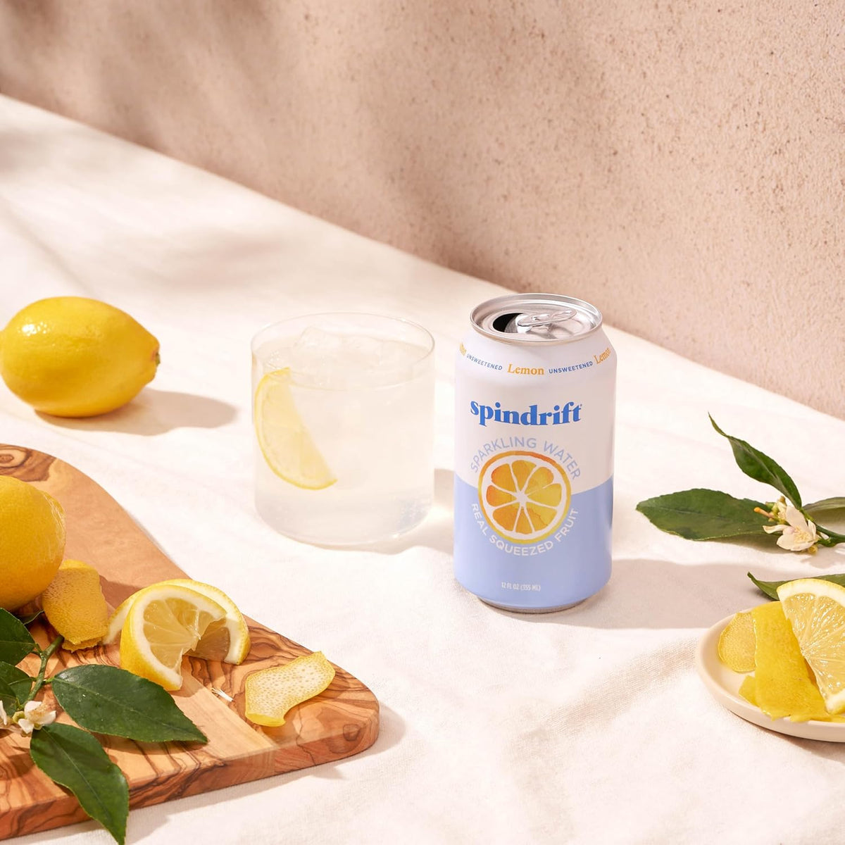 Spindrift Sparkling Water, Lemon Flavored, Made with Real Squeezed Fruit, 12 Fl Oz Cans, Pack of 24 (Only 3 Calories per Can)