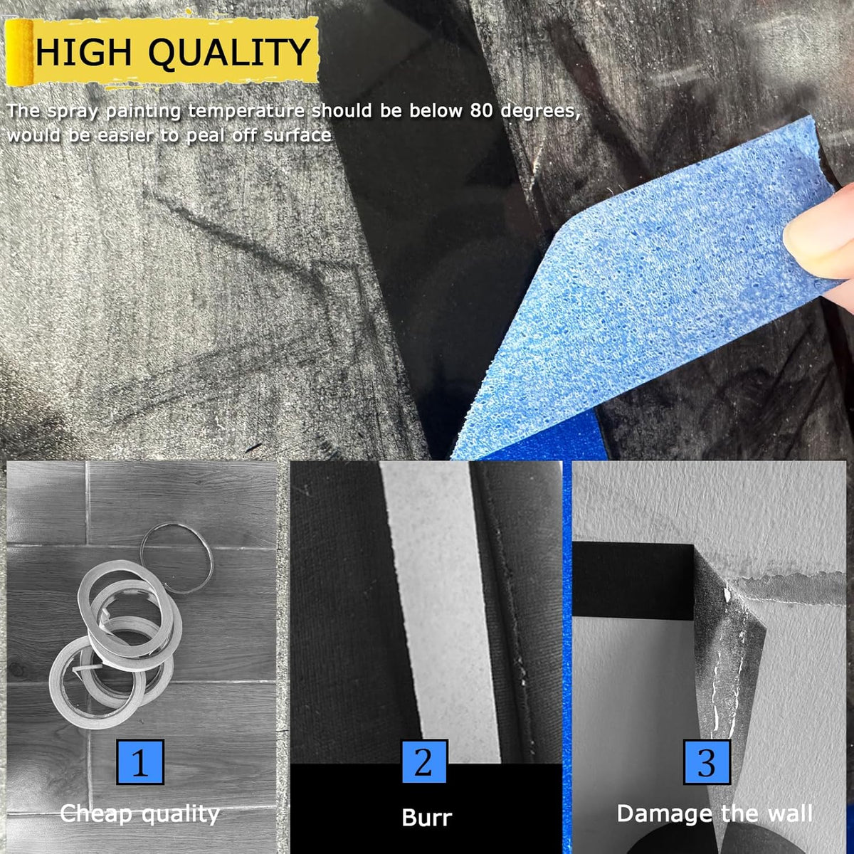 4 Rolls Premium Painters Tape, Blue Tape, Masking Tape, Paint Tape for Multi-Purpose, Painting, Painter's, DIY Crafts Arts (88yd =0.94IN*22yd*4) Decoration Labeling No Residue, Easy Removal