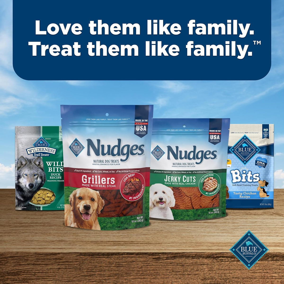 Blue Buffalo Nudges Grillers Natural Dog Treats, Made in the USA with Real Steak, 16-oz Bag